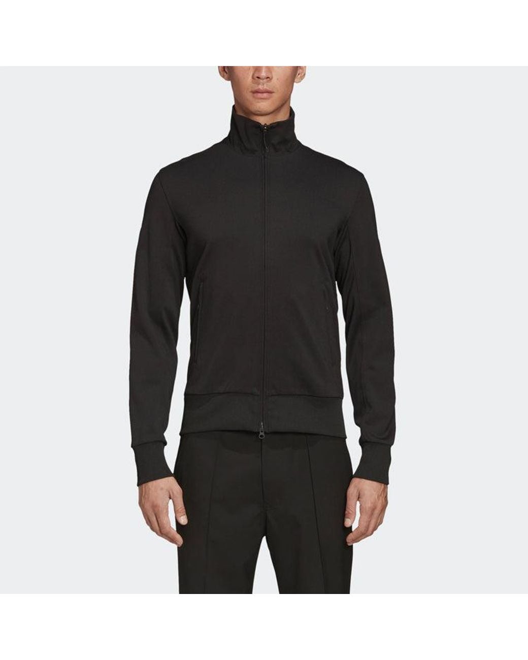 Adidas Black Y-3 Printing Logo Stand Collar Zipper Long Sleeves Jacket for men