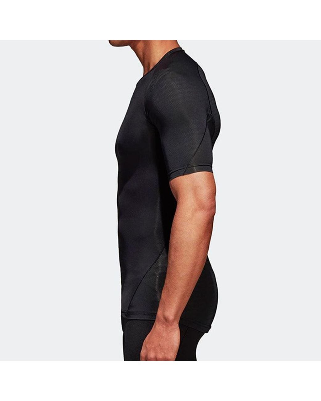 Adidas Black Ask Tec Tee Ss Tight Gym Sports Short Sleeve for men