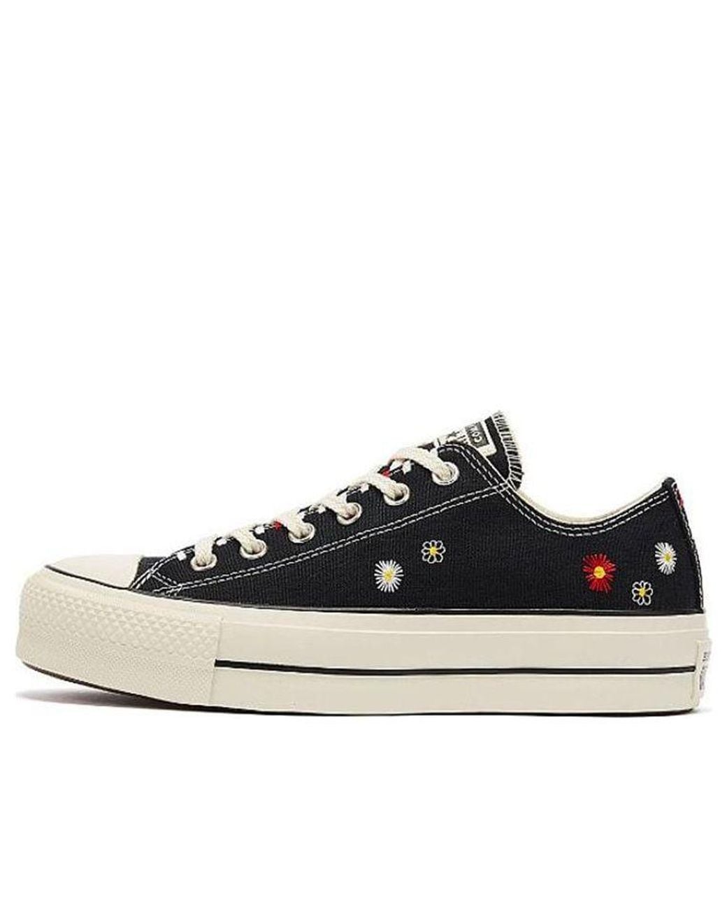 Converse Black (Wmns) Chuck Taylor All Star Lift Low 'Daisy Embroidery