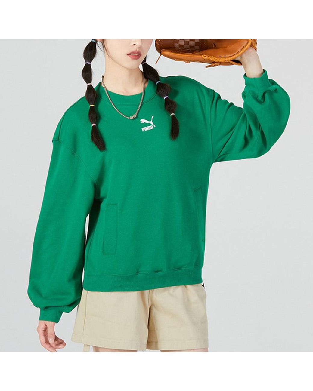 PUMA Green (Wmns) Graphic Sweatshirt