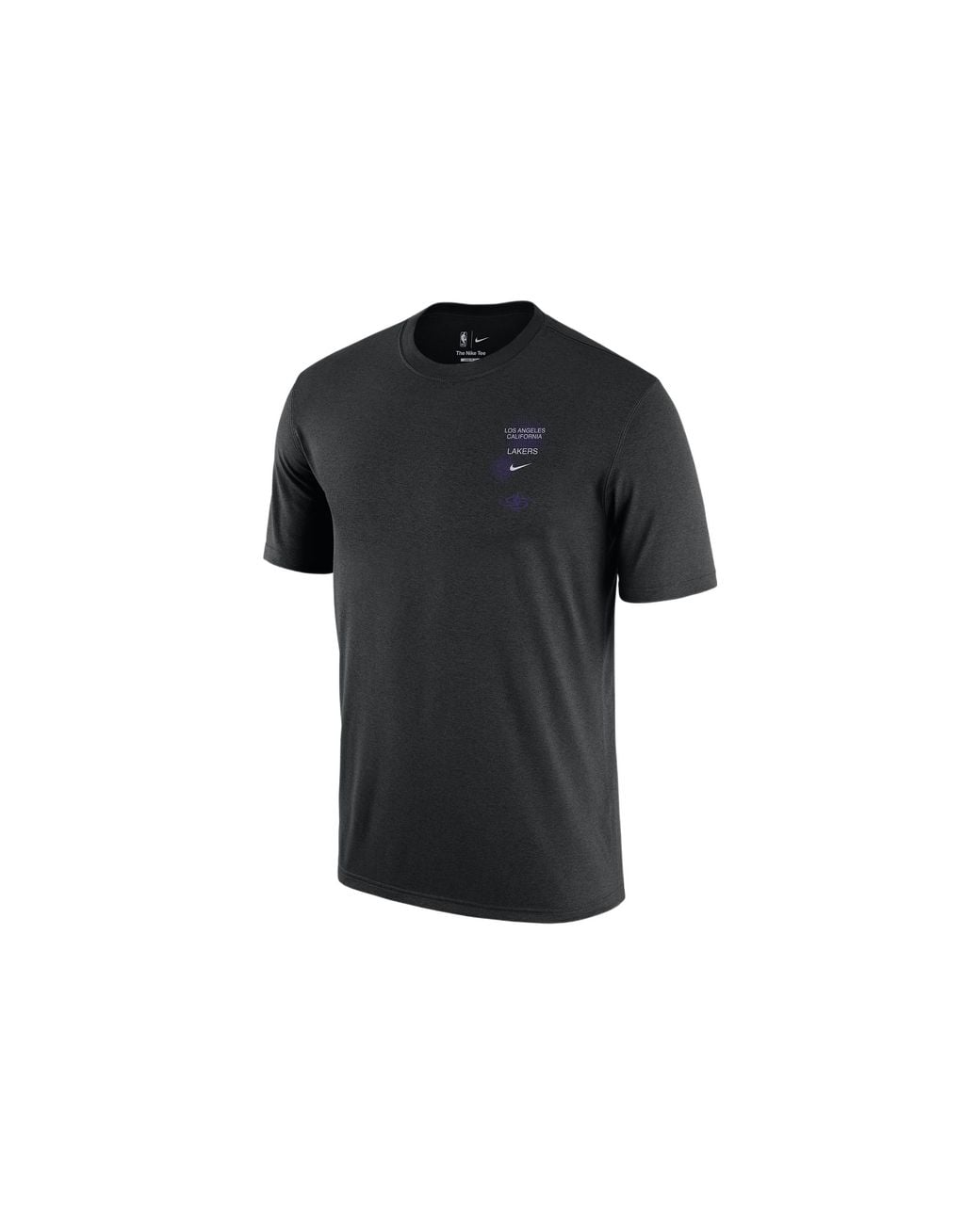 Nike X Nba Crossover Los Angeles Lakers Courtside Pattern Printing Round Neck Short Sleeve Black for men