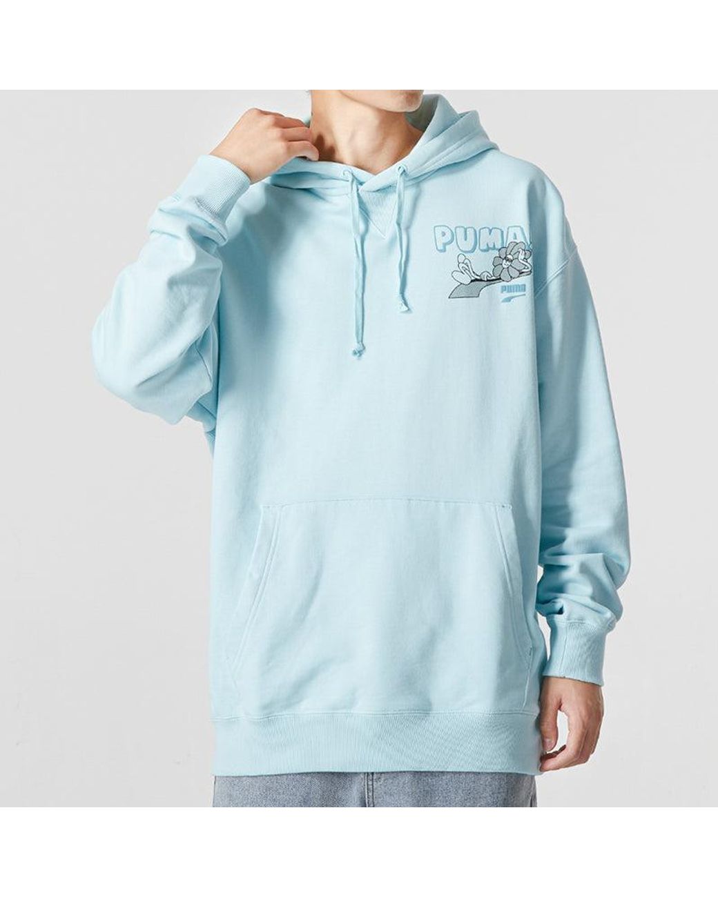 PUMA Blue Downtown Logo Hoodie for men