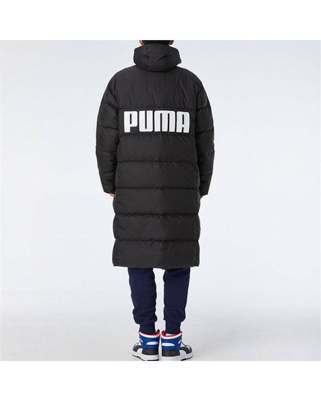 PUMA Black Long Oversized Down Jacket for men