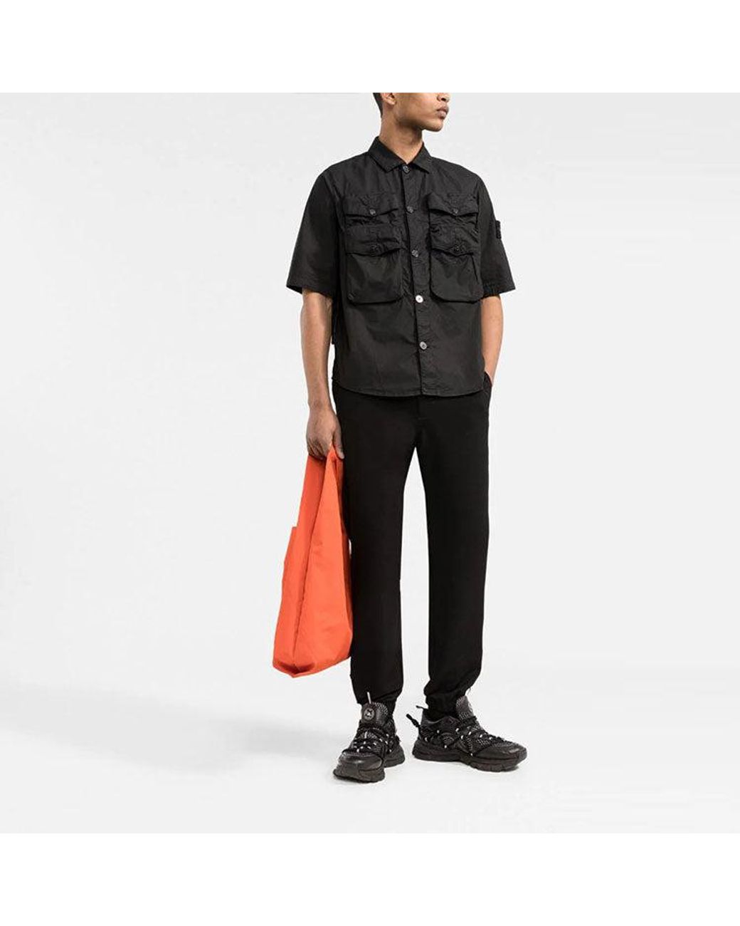 Stone Island Black Garment Dyed Shirt for men