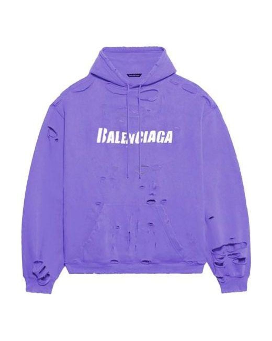 Balenciaga Purple Caps Destroyed Hoodie for men