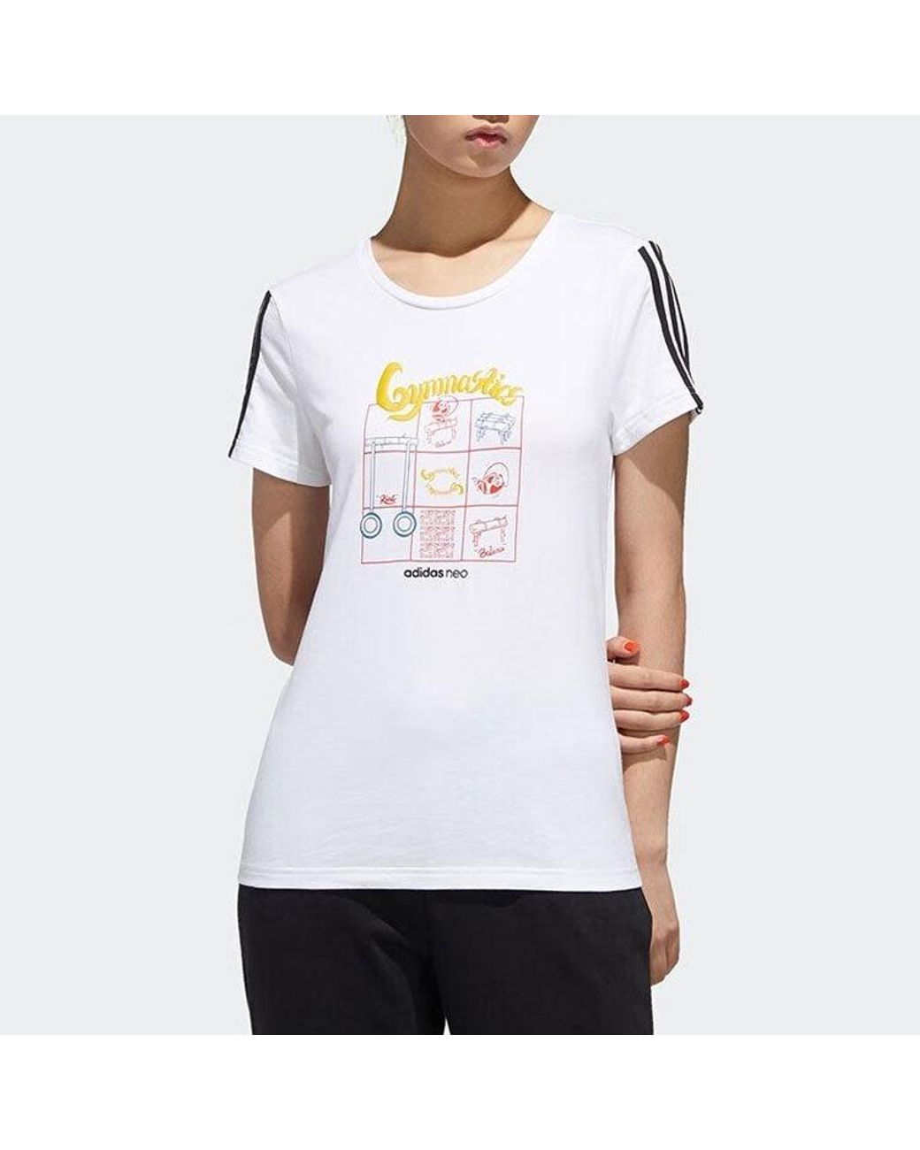 Adidas White (Wmns) Neo Pnda T-Shirts