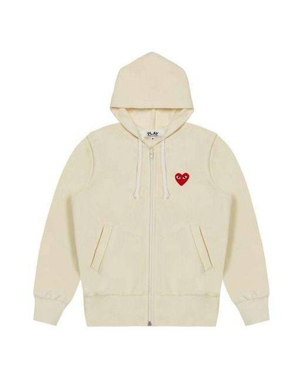 COMME DES GARÇONS PLAY Cdg Play Red Hooded Zipper Hoodie White