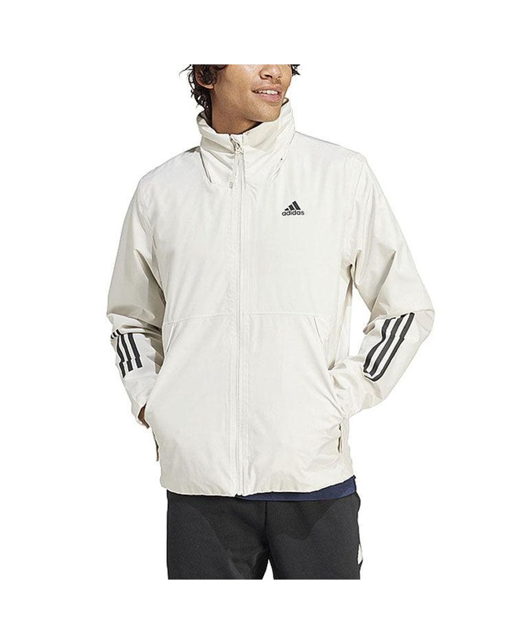 Adidas White Bsc 3-Stripes Rain.Rdy Jacket Asia Sizing for men