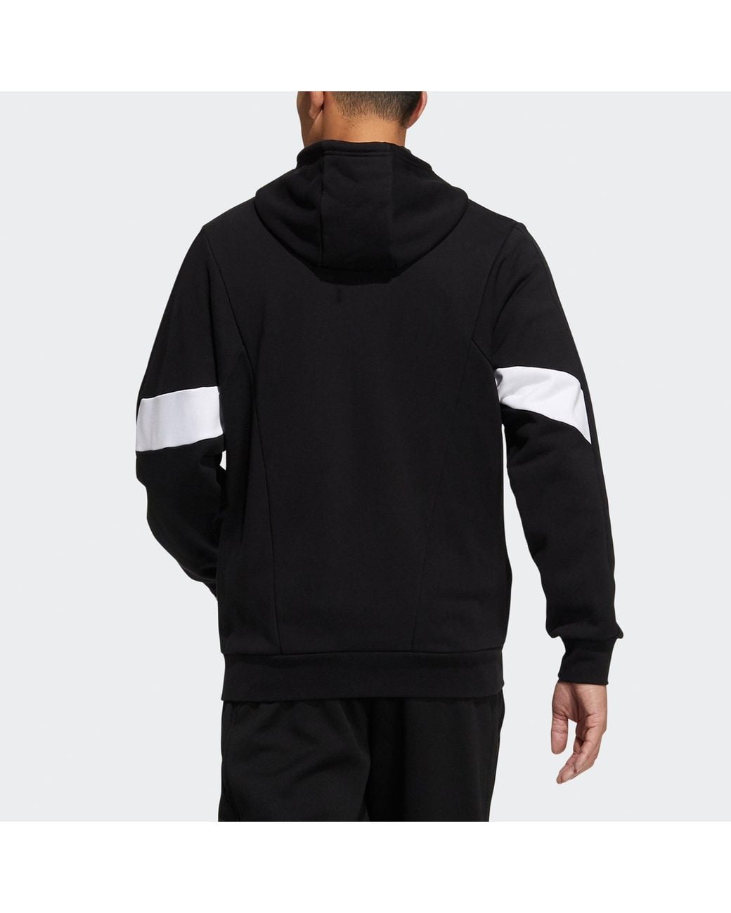 Adidas Black St Kn Block Jkt Sports Training Knit Hooded Logo Jacket for men
