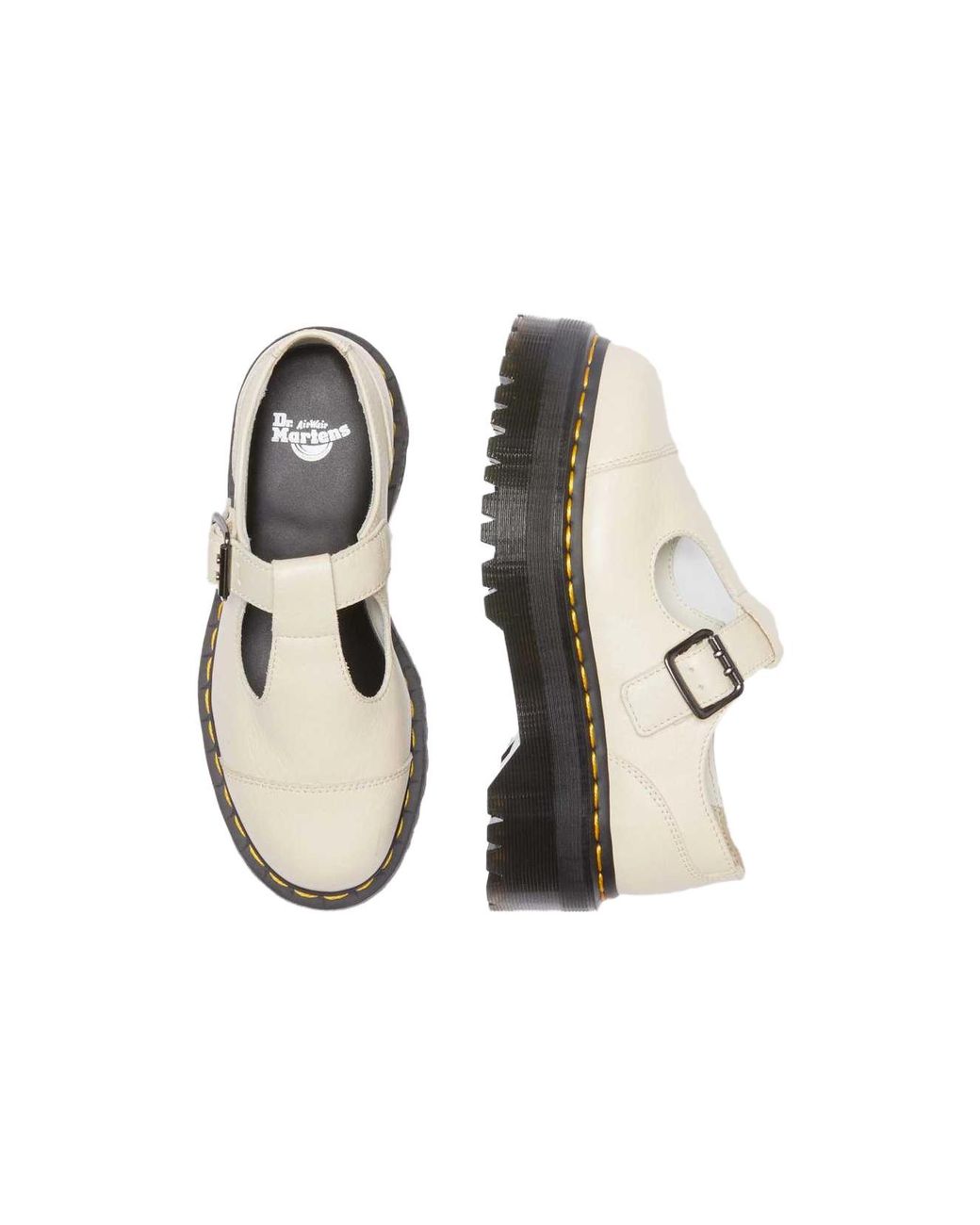 Dr. Martens White (Wmns) Bethan Pisa Leather Platform Mary Jane 'Parchment'