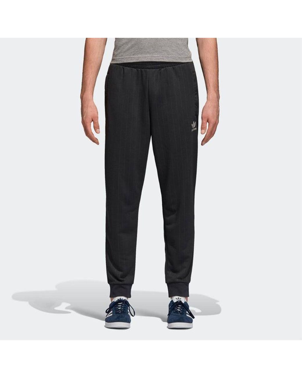 Adidas Black Originals Pinstripe Track Pants For Carbon for men