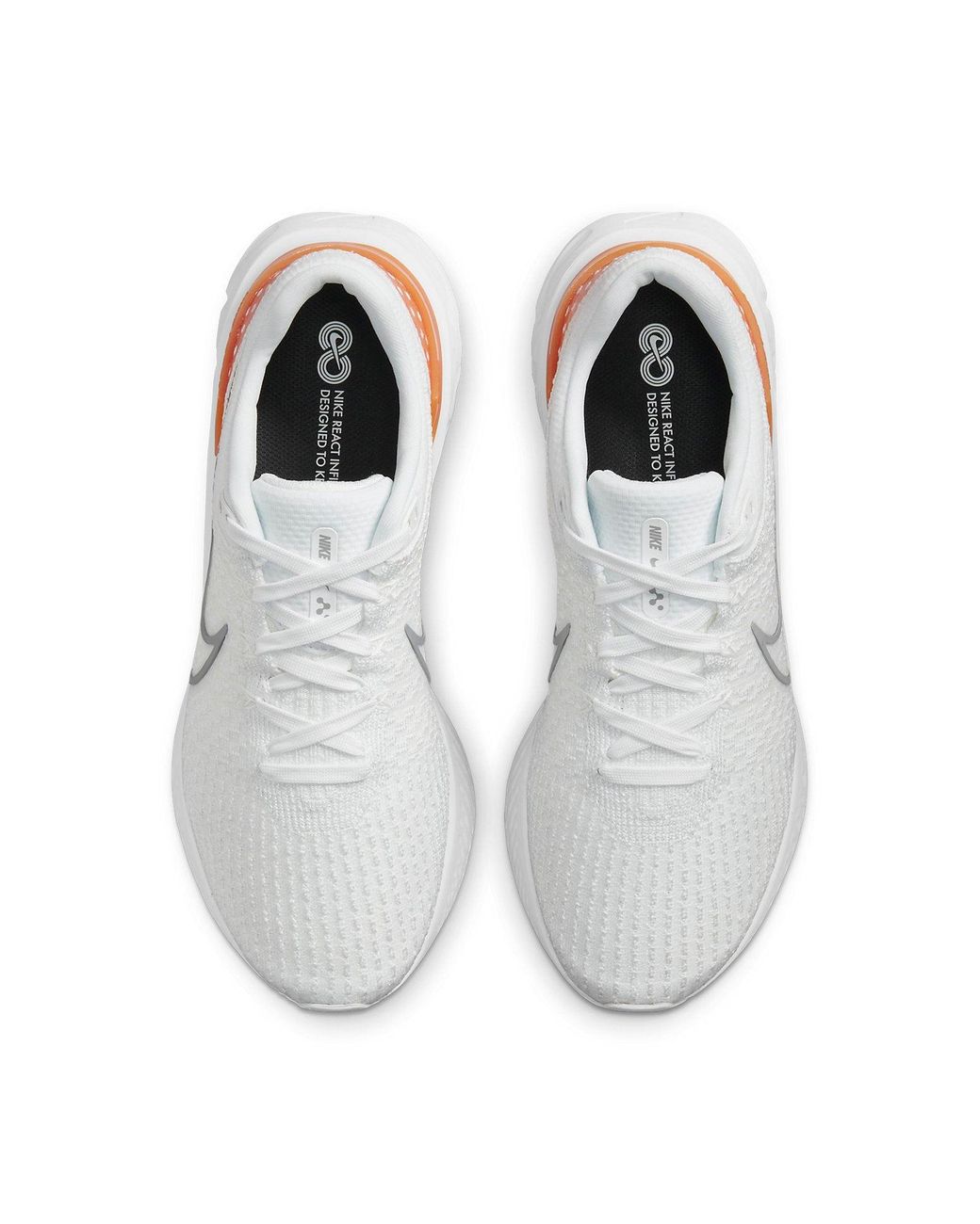 Nike White React Infinity Run Flyknit 3 Road Running Shoes for men