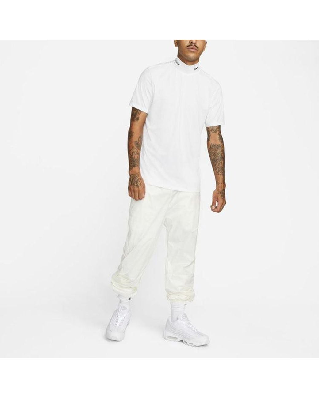 Nike X Drake Nocta Golf Short Sleeve Mock Neck Top in White for