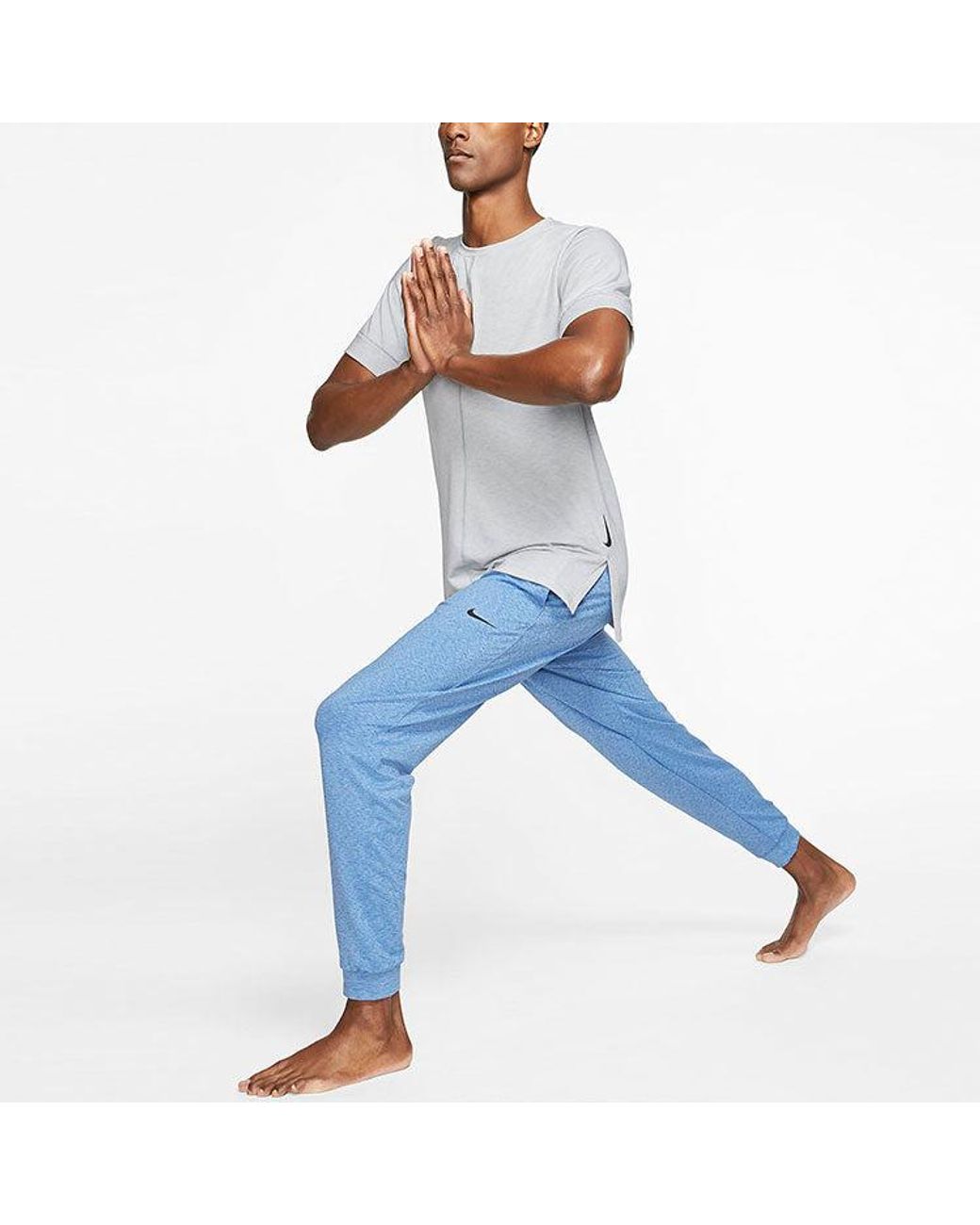 Nike White Yoga Dri-Fit Sports Quick Dry Short Sleeve Smoke for men