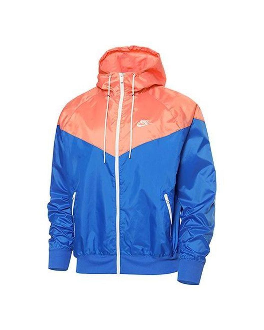 Nike Blue Colorblock Zipper Windproof Hooded Jacket for men