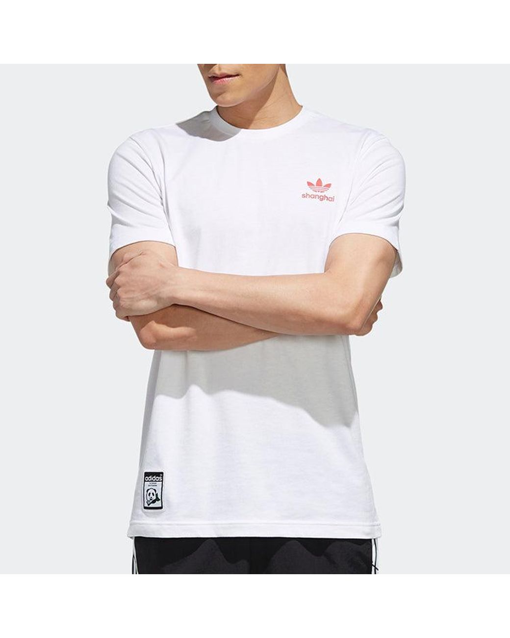 Adidas White Originals Key City Shanga Casual Sports Round Neck Short Sleeve for men