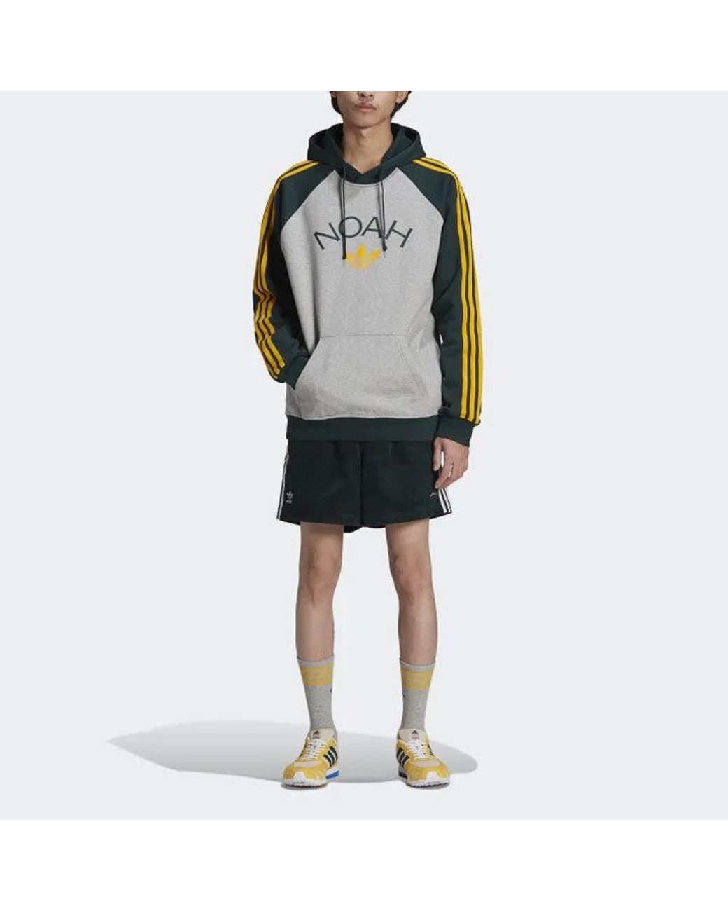 Adidas Gray Originals X Noah Crossover 3-Stripes Logo Printing Colorblock Pullover for men