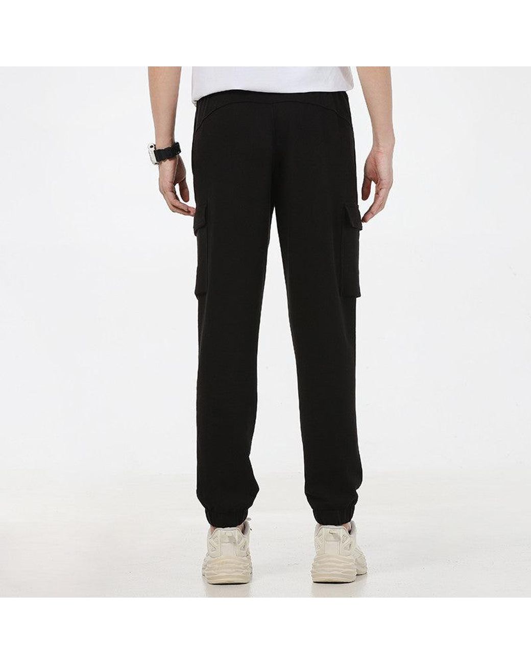 PUMA Black Running Training Breathable Knit Bundle Feet Sports Long Pants for men