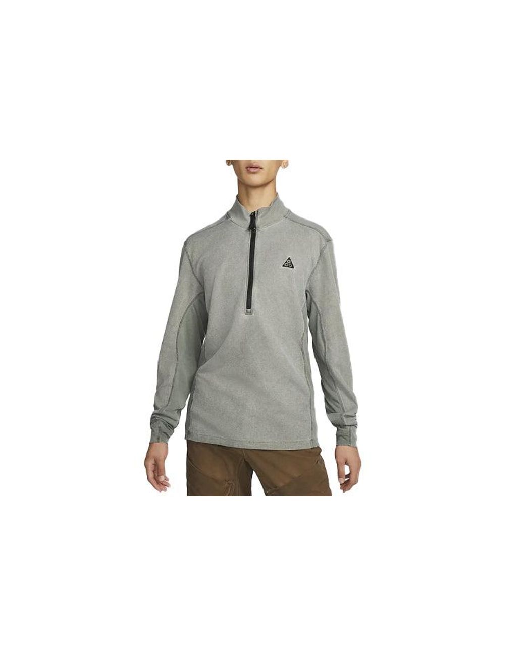Nike Gray Acg Zipper Cardigan Sports Long Sleeves T-Shirt for men