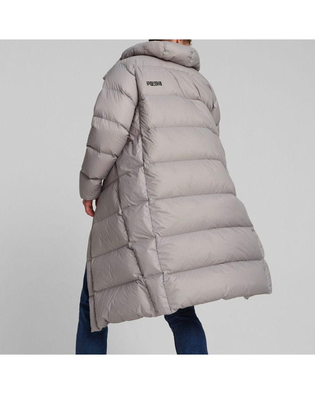 PUMA Gray Lightweight Hooded Down Coat for men