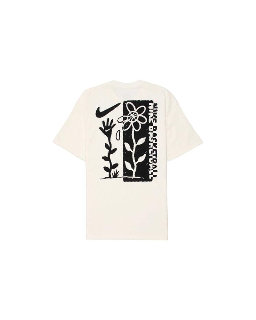 Nike White Basketball Sports Graffiti Printing Short Sleeve Us Edition Creamy for men