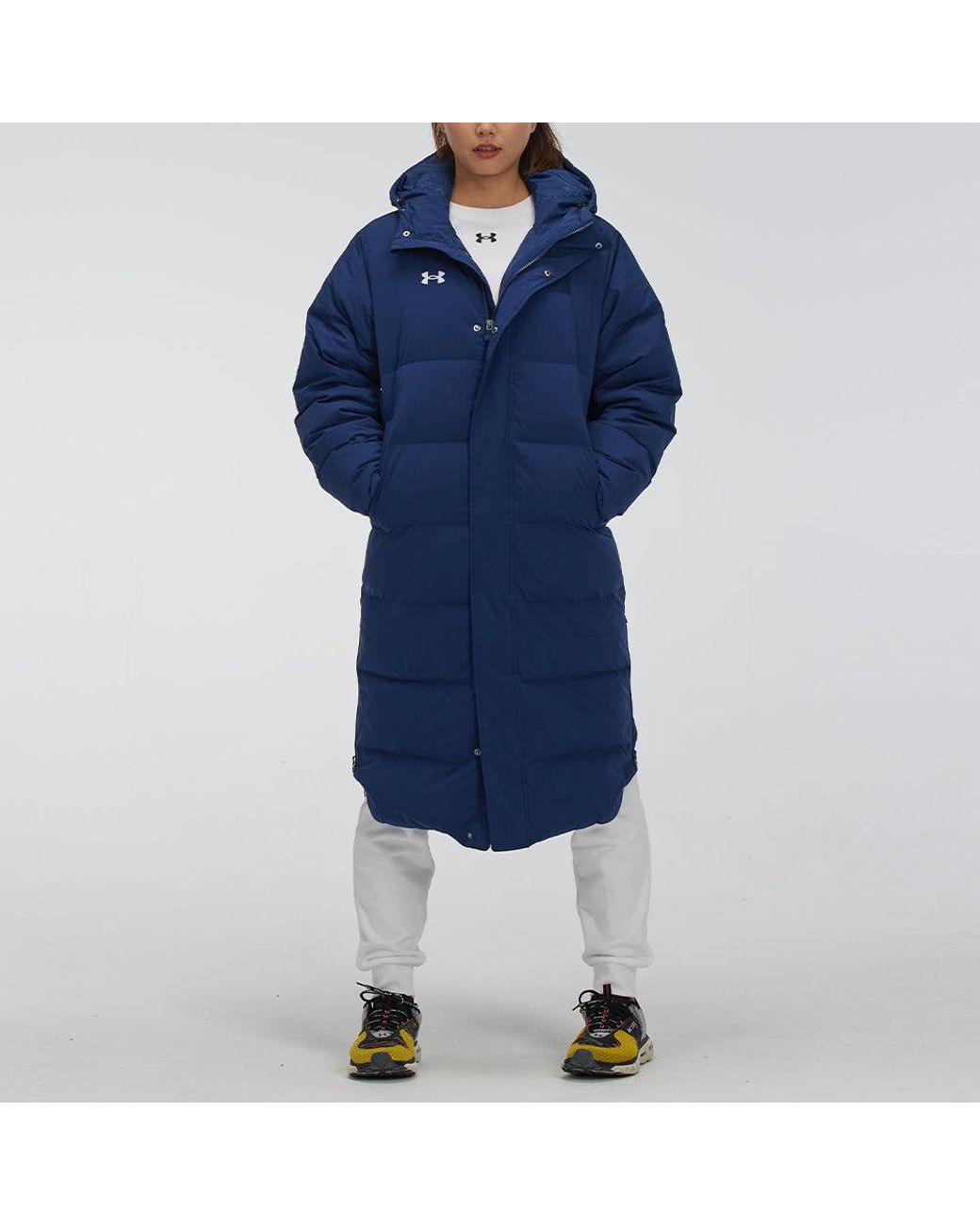 Under Armour Blue Long Puffer Jacket 'College' for men