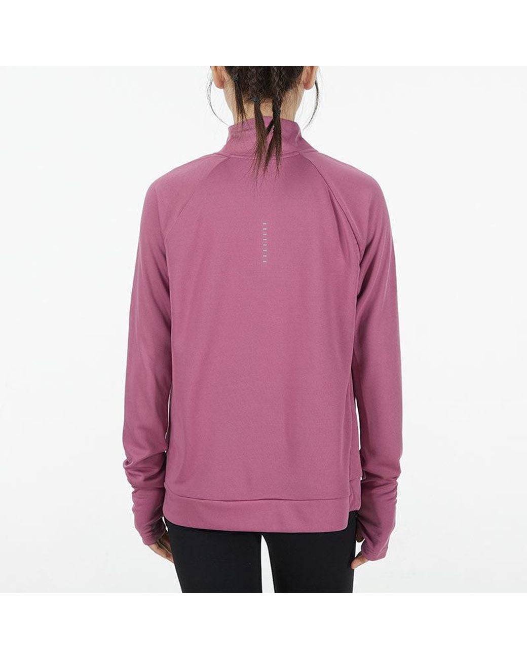 Nike Purple (Wmns) Dri-Fit Half Zipper Quick Dry Reflective Sports Long Sleeves Deep T-Shirt