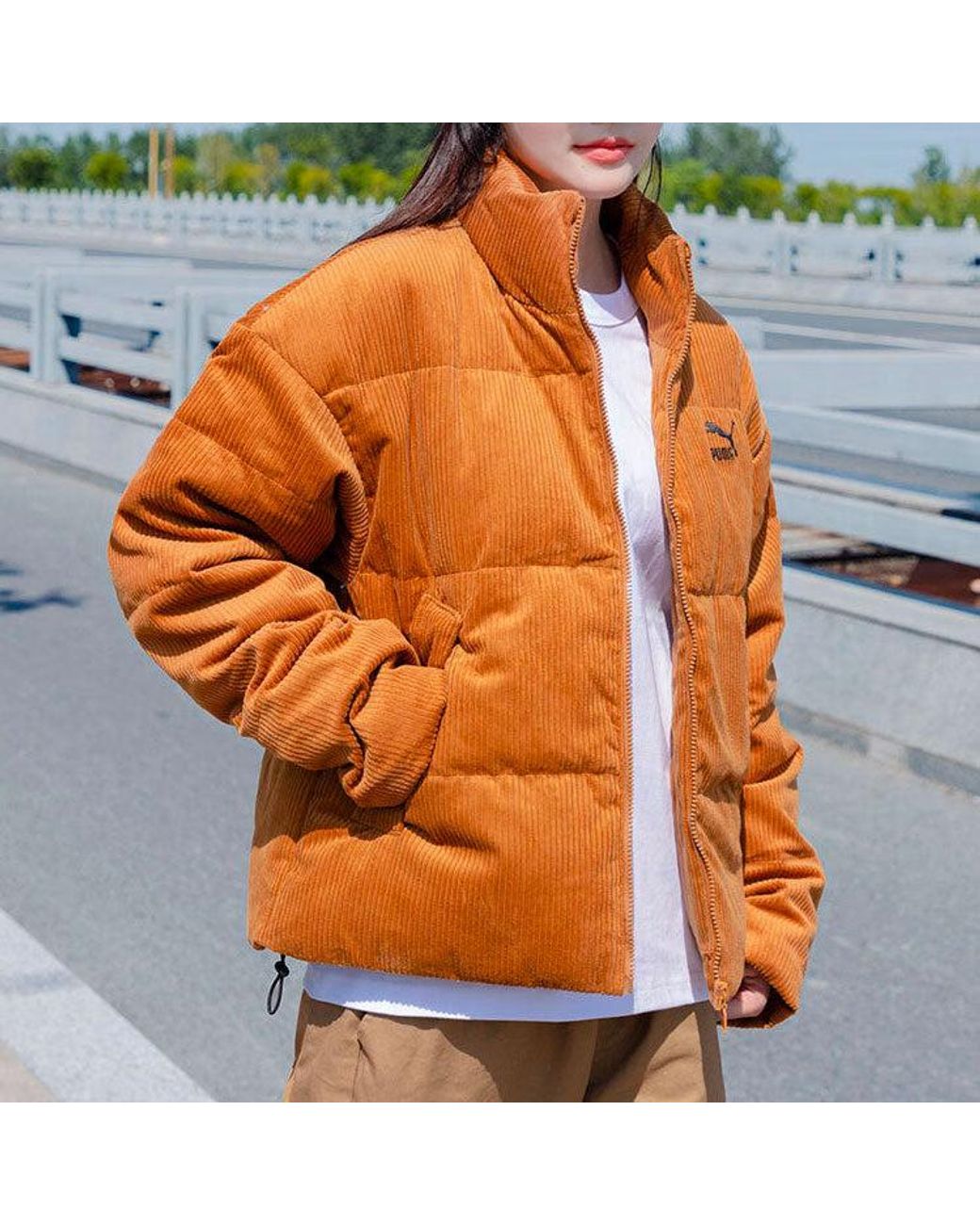 PUMA Brown Classics Oversized Short Polyball Puffer Winter Jacket for men