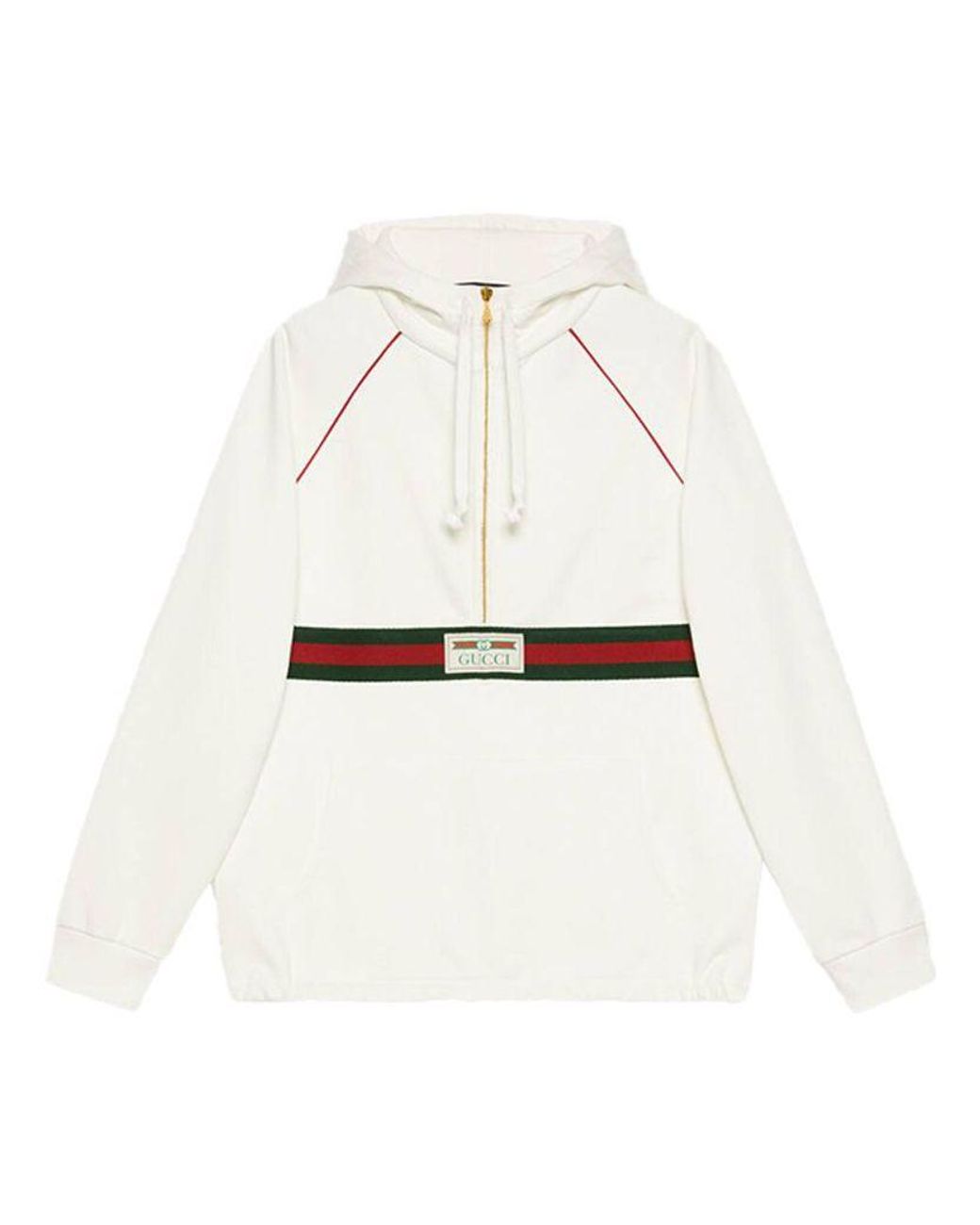 Gucci White Sweatshirt With Web And Label, Ready-To-Wear for men