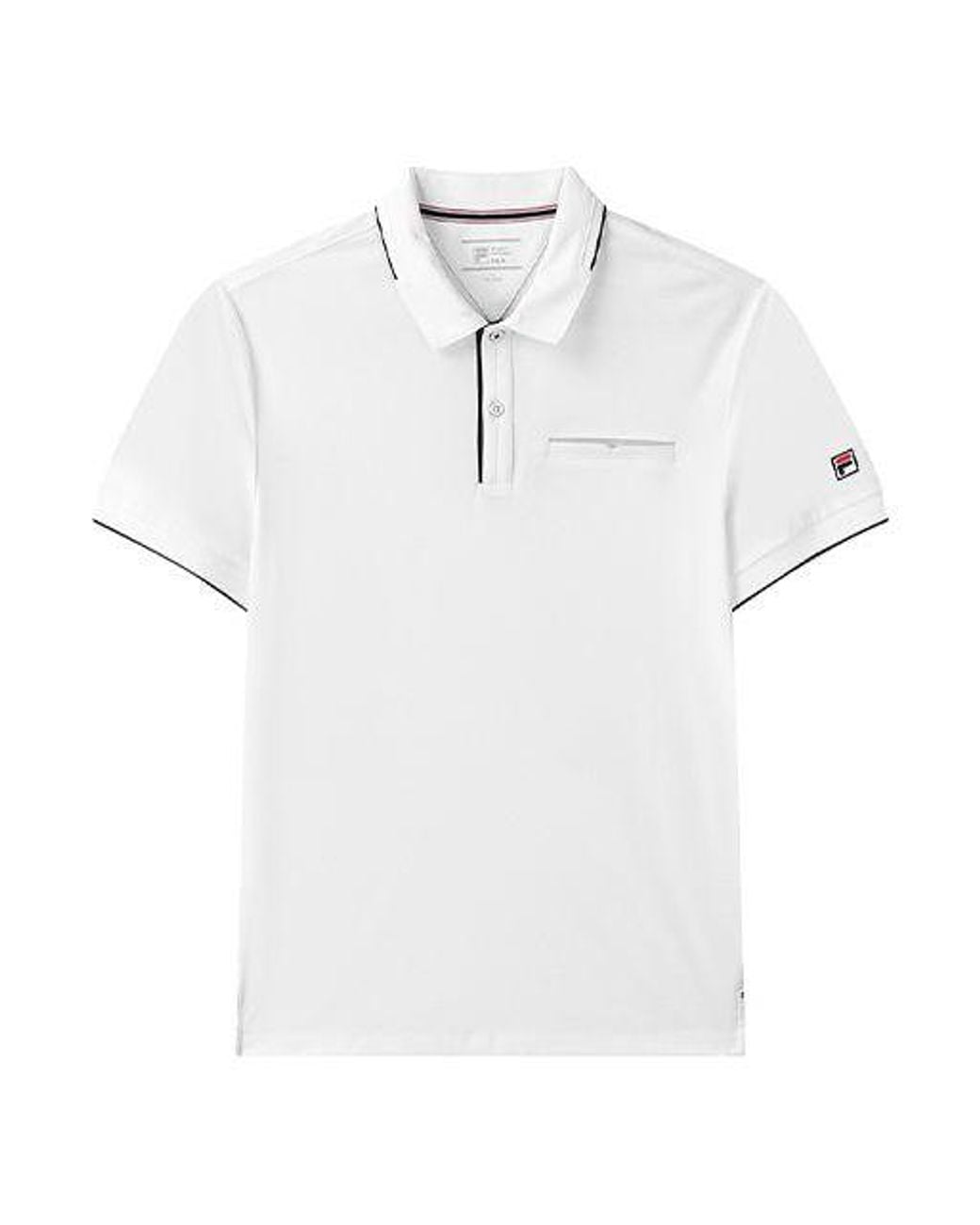 Fila White Colorblock Logo Short Sleeve Polo for men