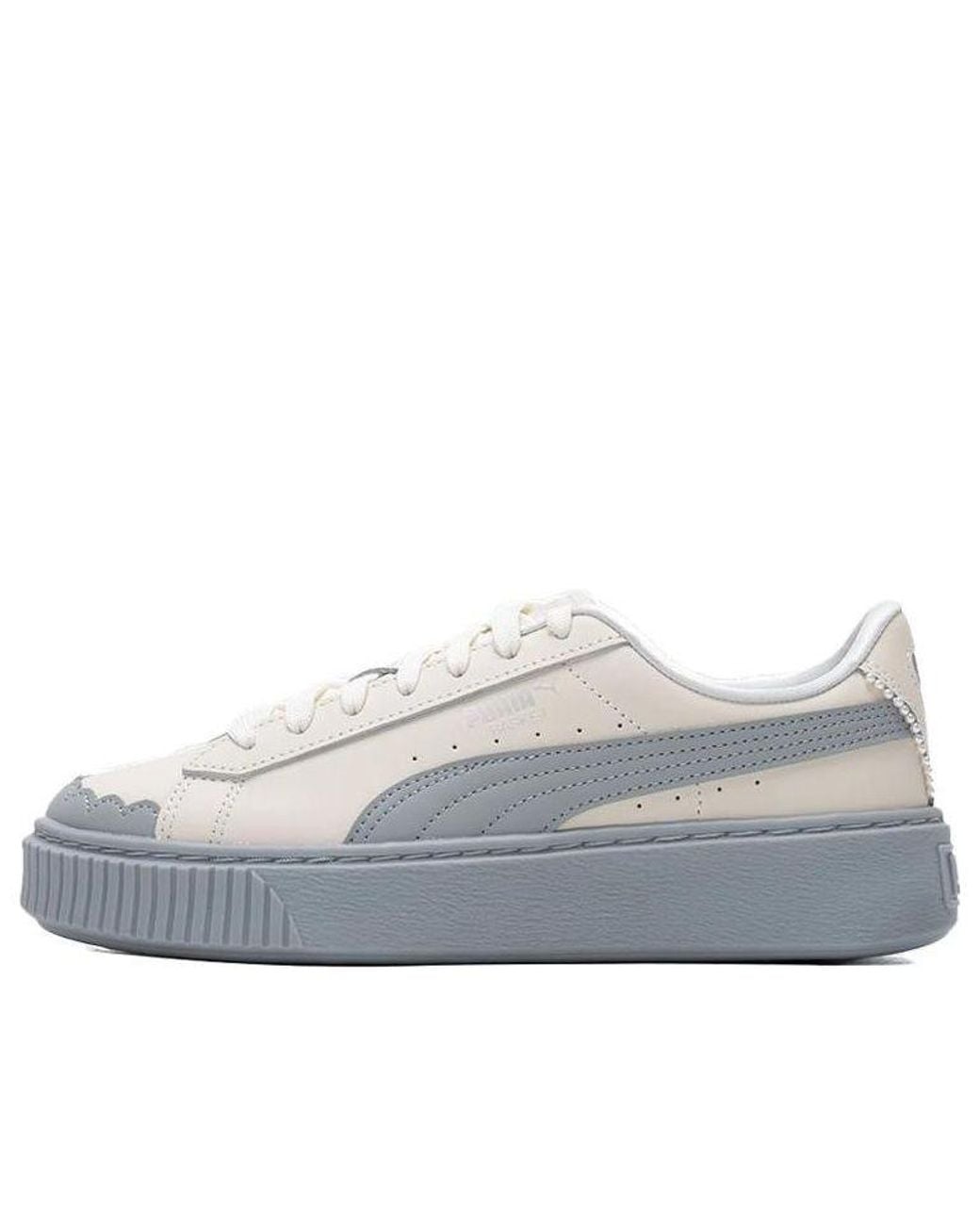 PUMA White (Wmns) Basket Platform Shoes 'Pearl'