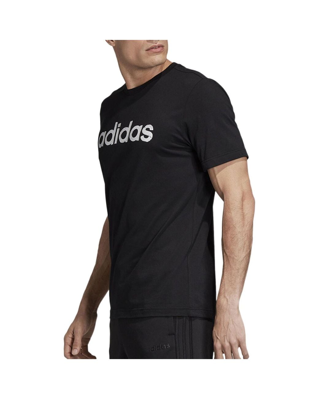 Adidas Black Alphabet Logo Printing Round Neck Casual Short Sleeve T-Shirt for men