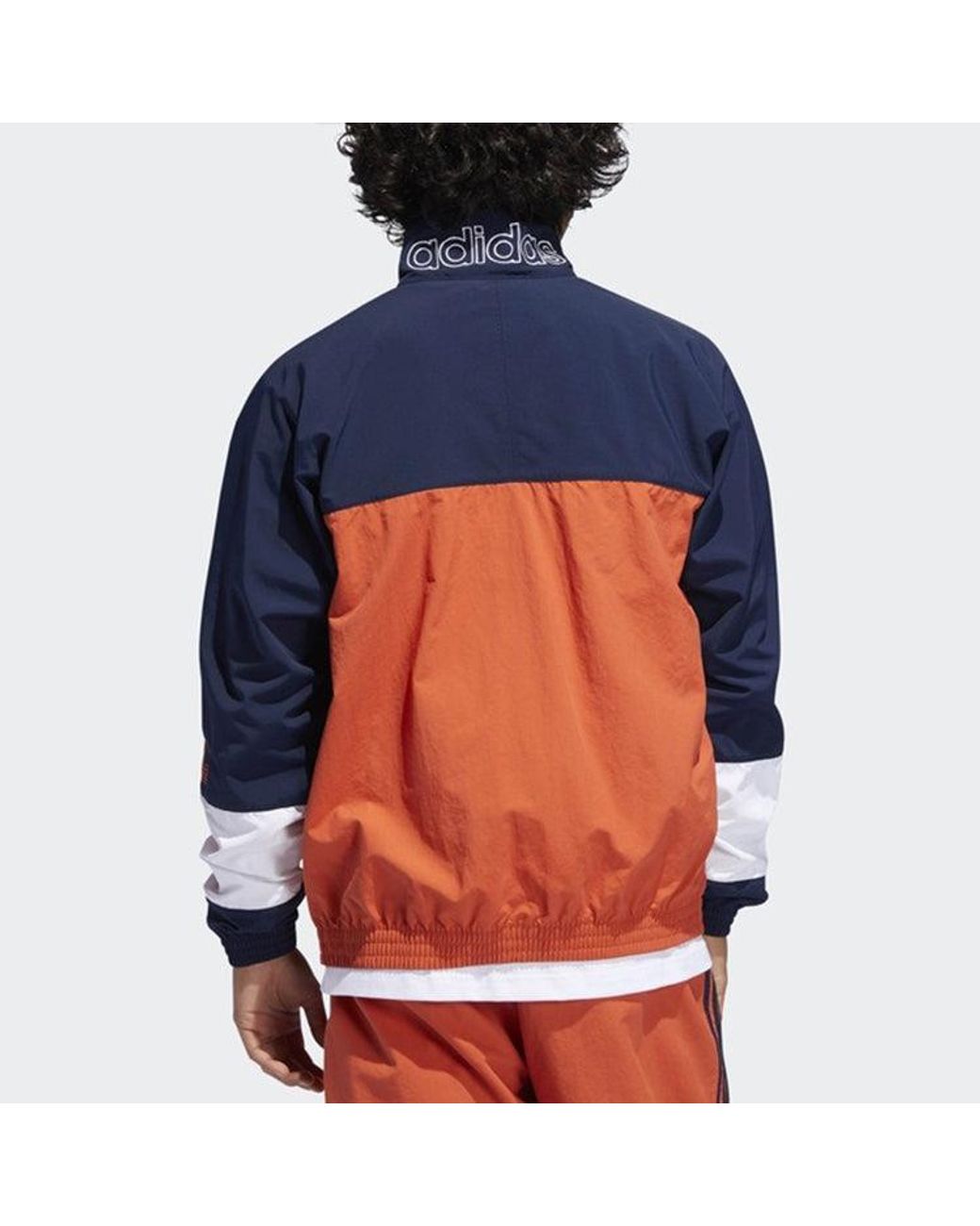 Adidas Blue Originals Casual Cozy Stand Collar Jacket Colorblock for men