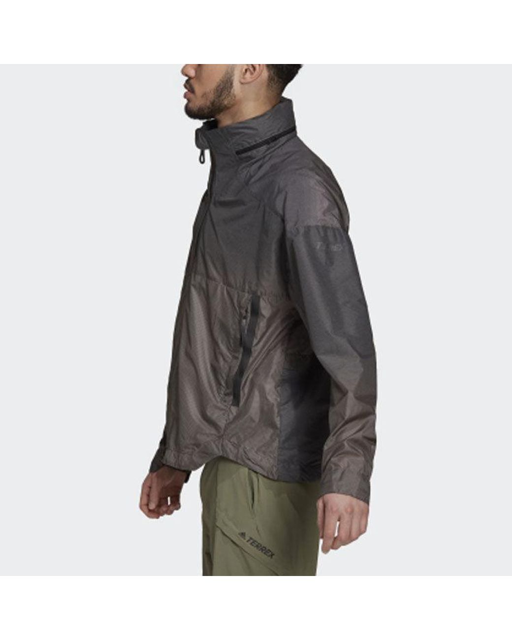 Adidas Gray Windproof Waterproof Casual Sports Hooded Jacket for men