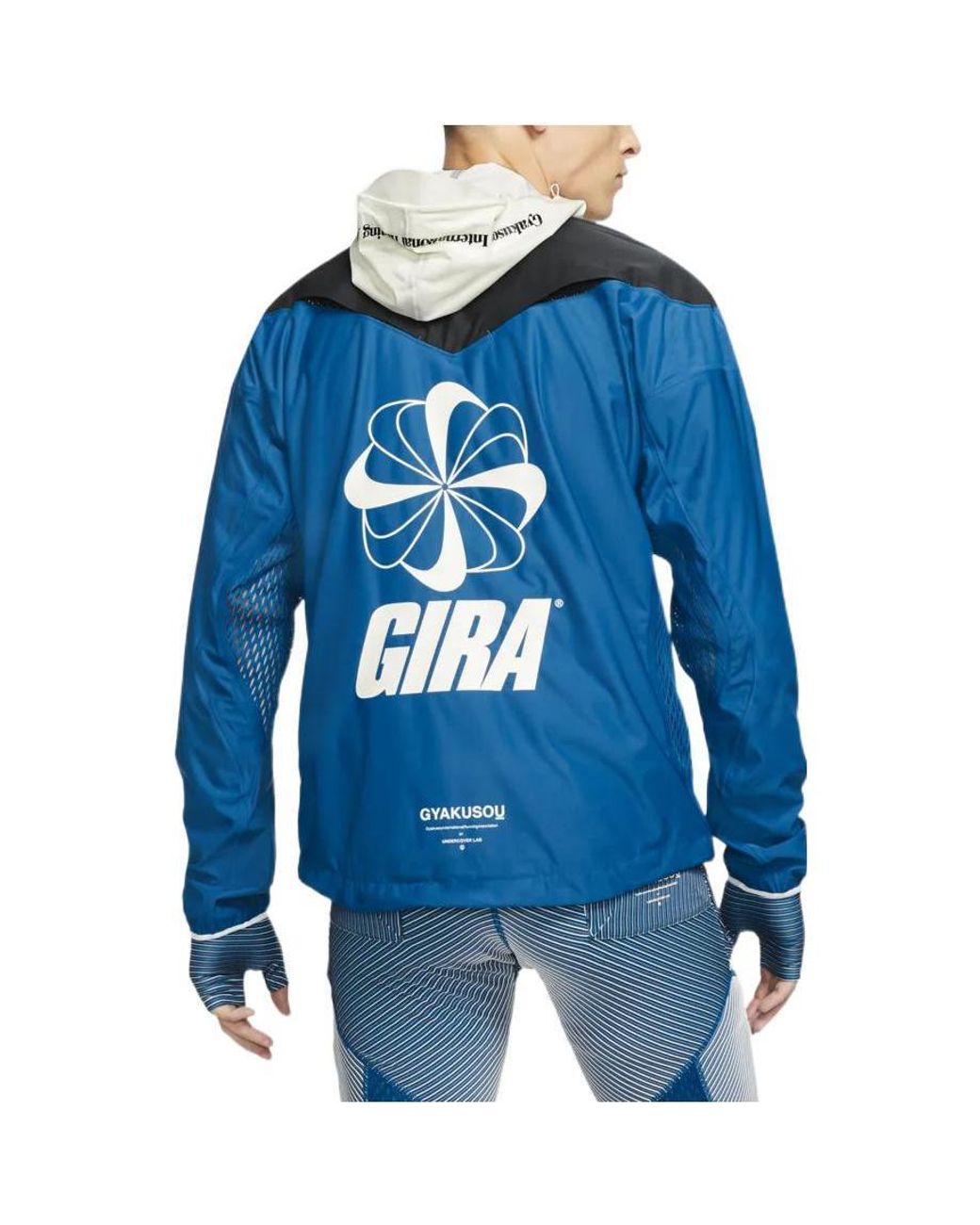 Nike Blue X Gyakusou Crossover Splicing Colorblock Alphabet Zipper Hooded Jacket for men