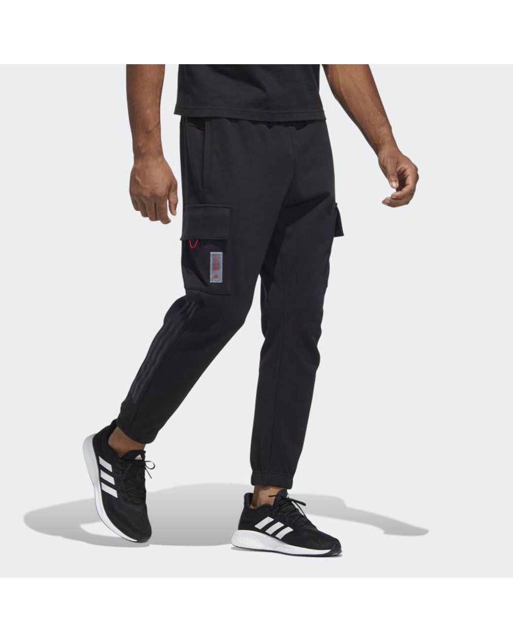 Adidas Black Cny Top Knpnt Side Pocket Cargo Lacing Casual Joggers/Pants/Trousers for men