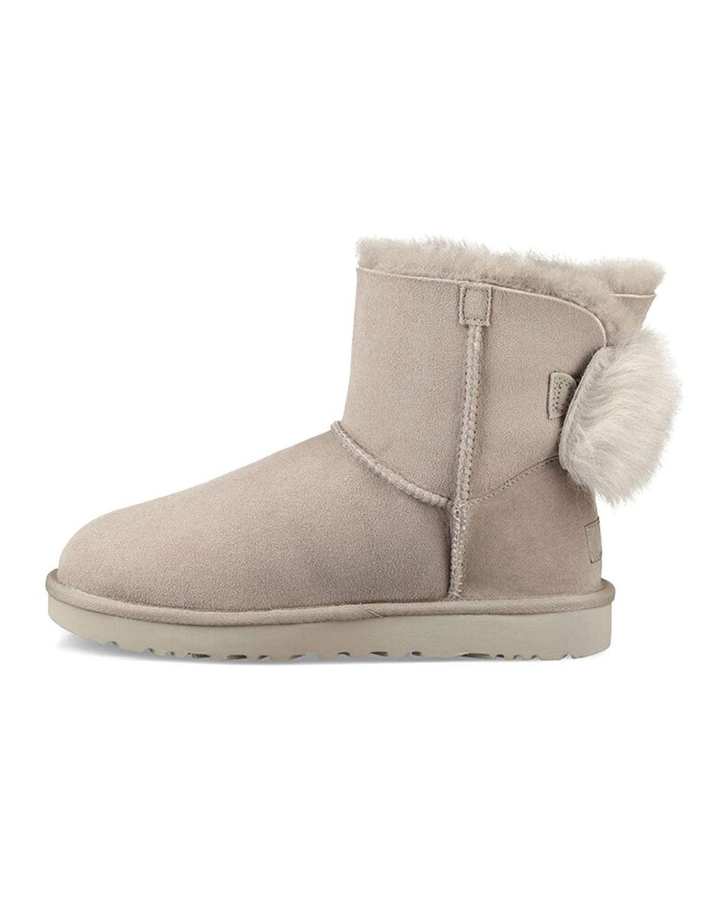 Ugg Gray Fluff Bow Mini Fleece Lined Light