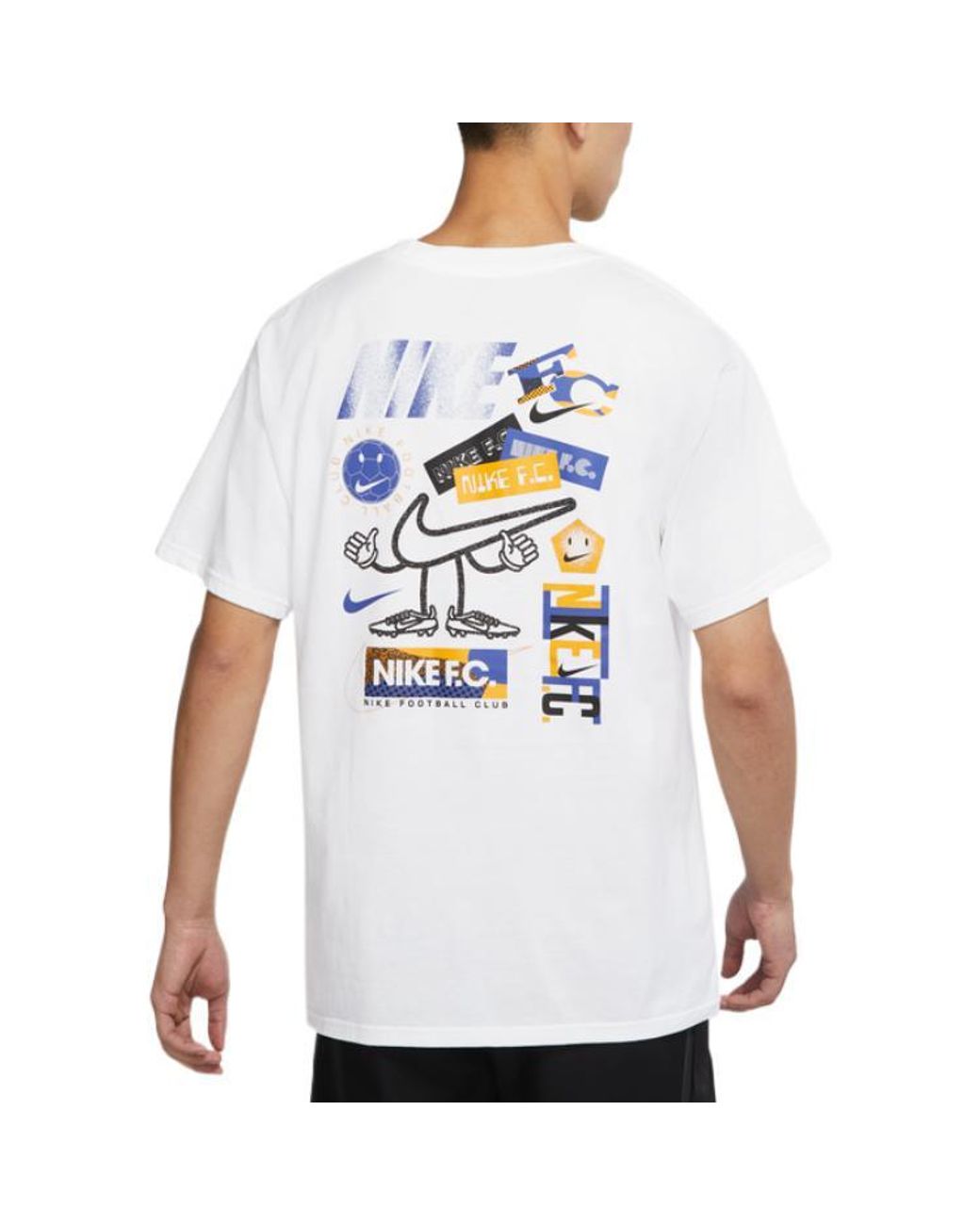 Nike White Front And Back Printing Round Neck Short Sleeve Soccer/Football T-Shirt for men