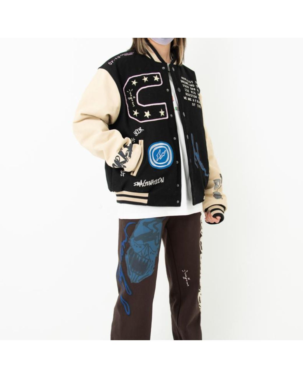 Travis Scott Black X Fragment Cactus Jack Jacket 'Manifest Letterman' for men