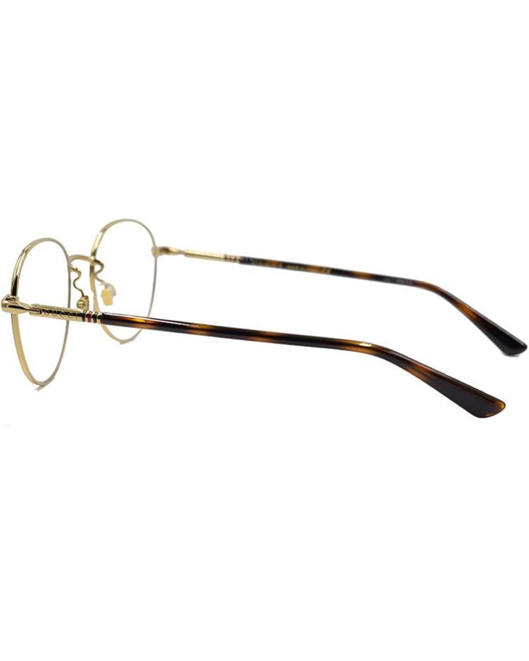 Gucci Metallic Round Frame Color Enamel Ribbon Element Optical Glasses Frame Sub-Edition/Golden