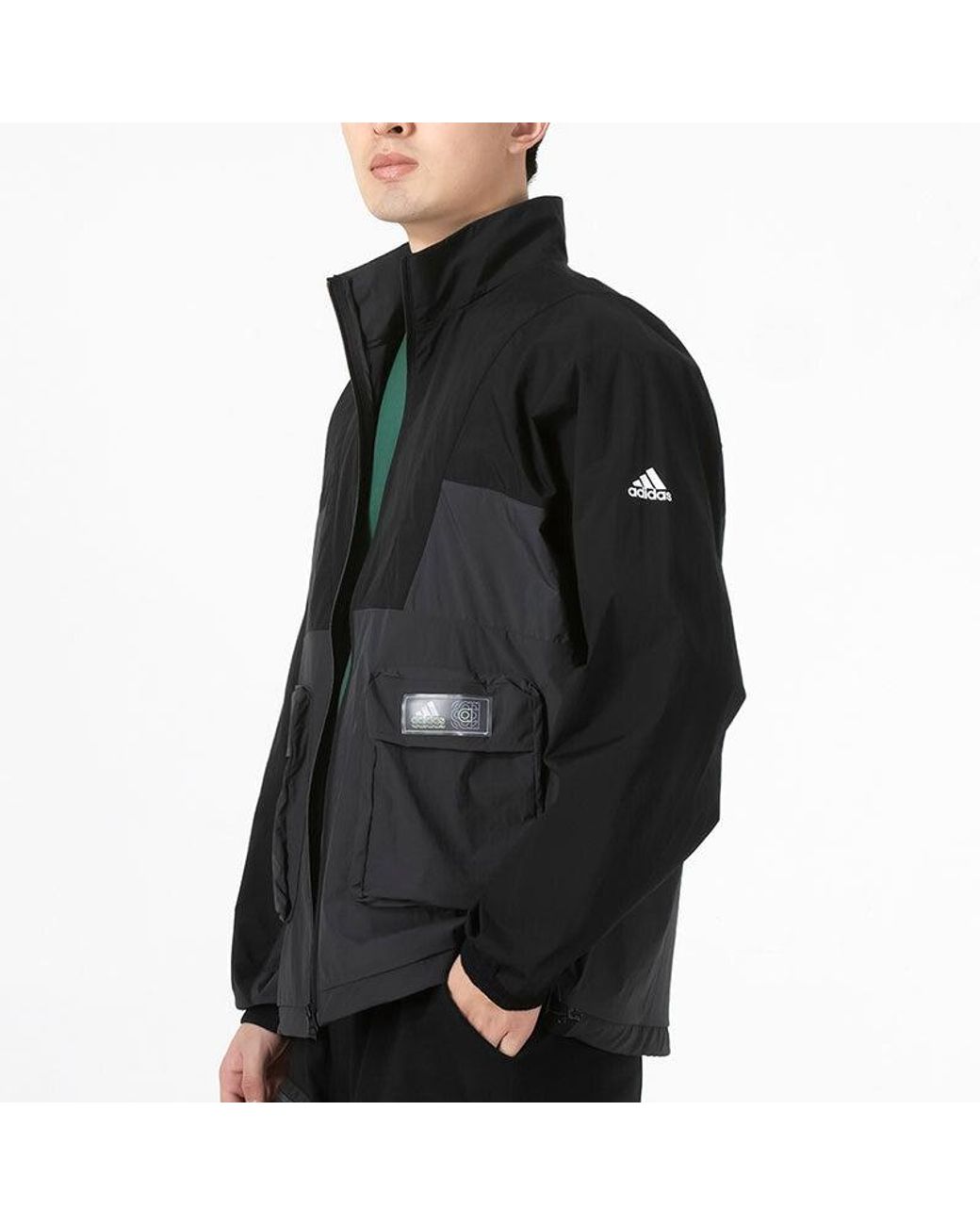 Adidas Blue Colorblock Logo Big Pocket Jacket Autumn for men