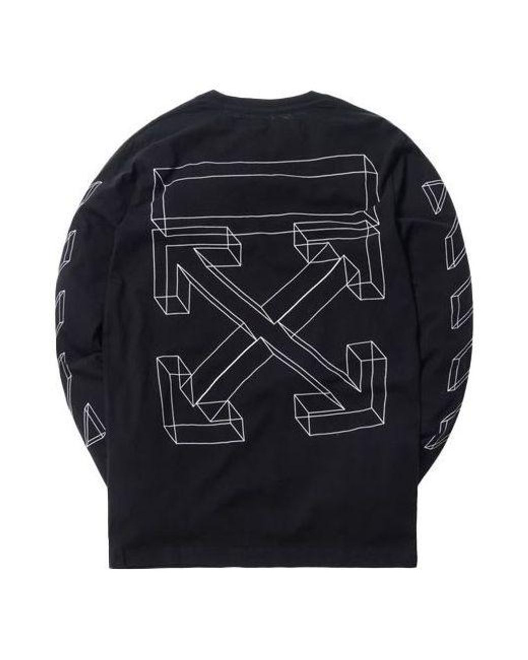 Off-White c/o Virgil Abloh Blue 3D Printing Hollow Out Arrow Long Sleeves T-Shirt for men