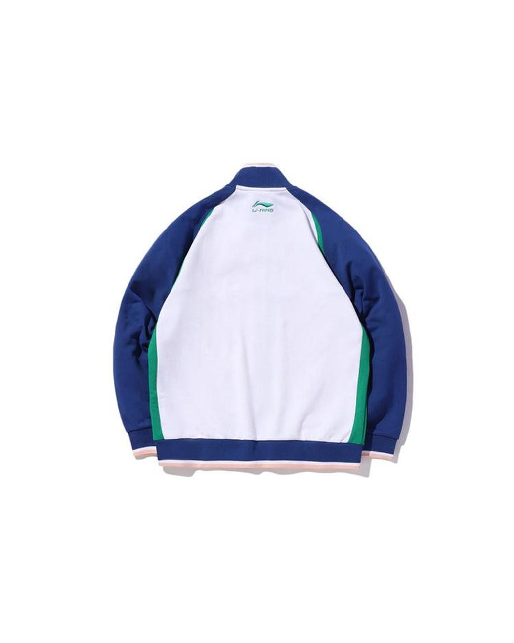 Li-ning Blue Contrasting Colors Loose Stand Collar Sports Cardigan for men