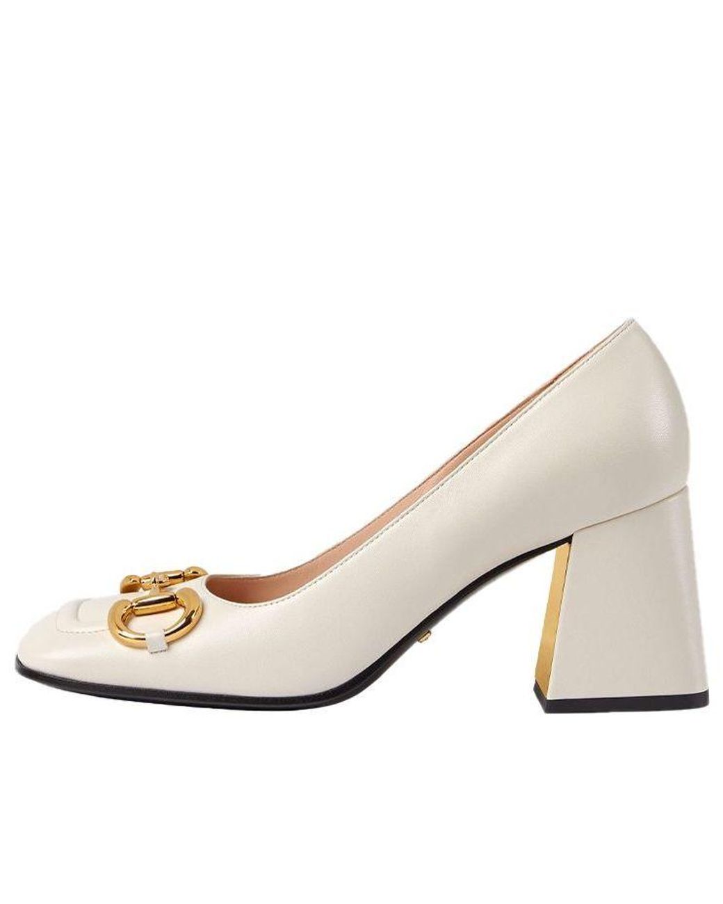metallic mid heel pump gucci