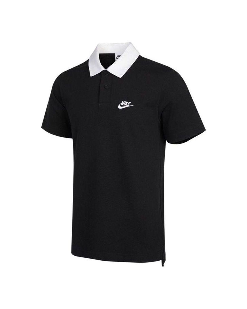 Nike Black Nsw Spe Ss Rugby Polo Sports Short Sleeve Polo Shirt for men