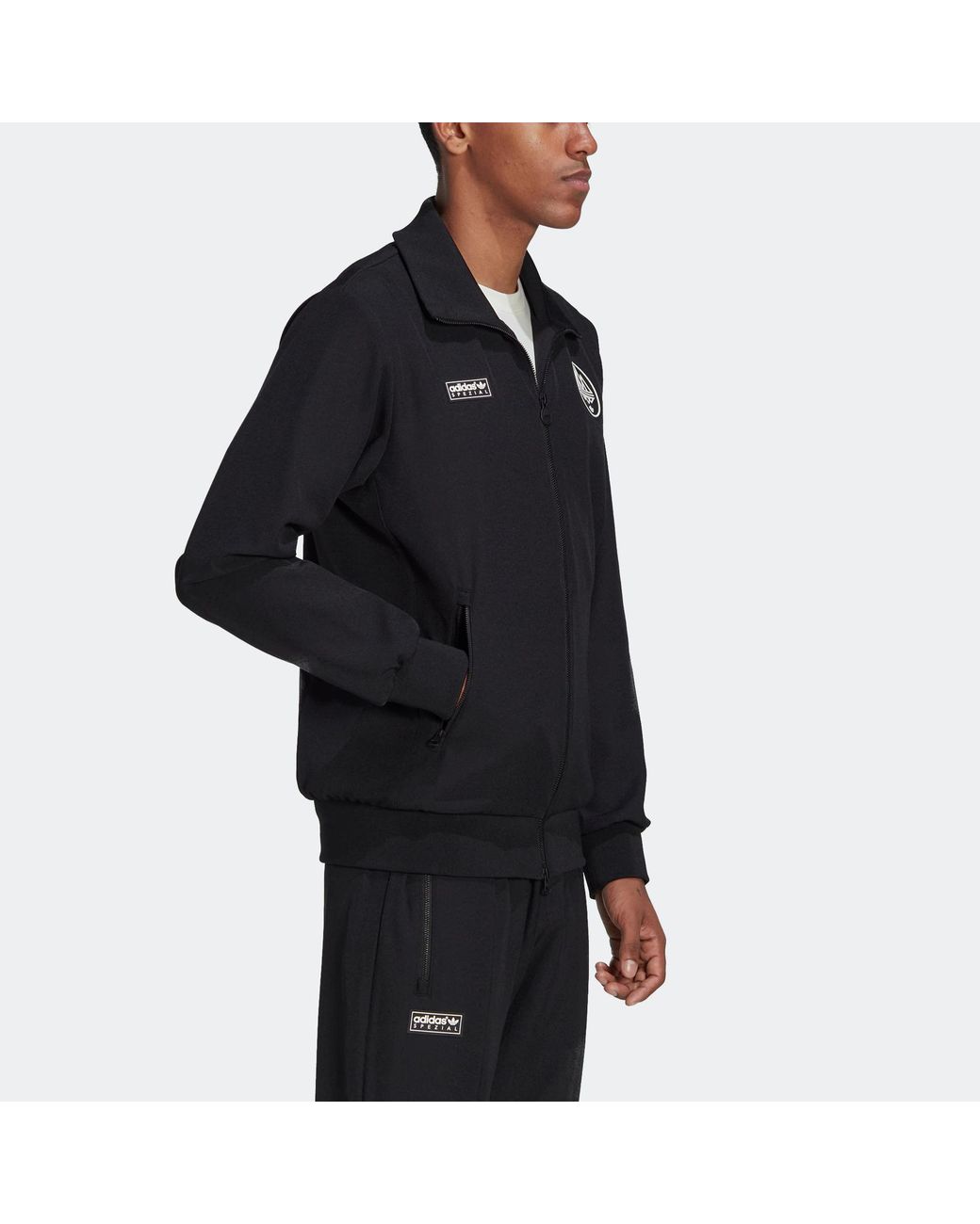Adidas Originals X Spezial Crossover Chest Brand Logo Stand Collar Sports Jacket Black for men