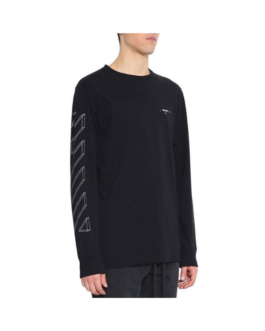 Off-White c/o Virgil Abloh Blue 3D Printing Hollow Out Arrow Long Sleeves T-Shirt for men