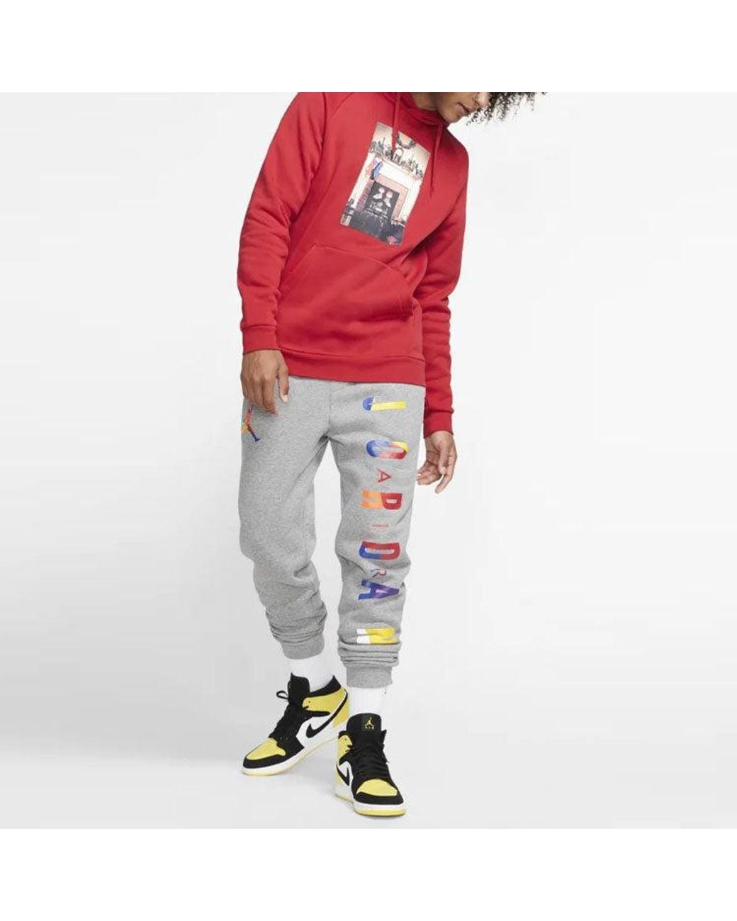 Nike Red Jumpman Chimney Printing Fleece Pullover for men