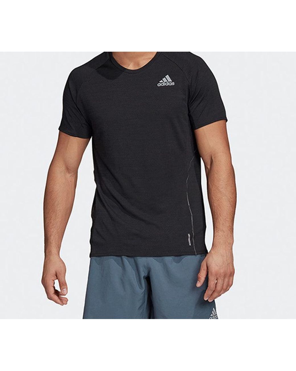 Adidas Black Adi Runner Tee Running Sports Short Sleeve for men