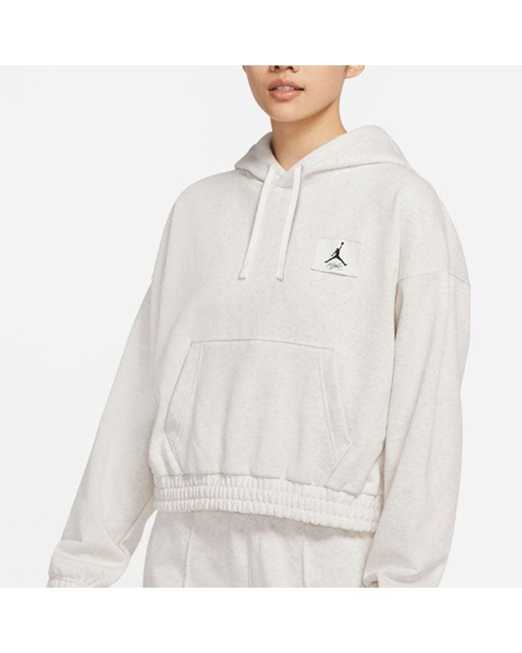 Nike Gray (Wmns) Casual Sports Knit Loose Hoodie Short Coconut Milk